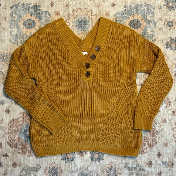 Maurices Women’s Cropped V-Neck Sweater Dark Yellow - Picture 1 of 6